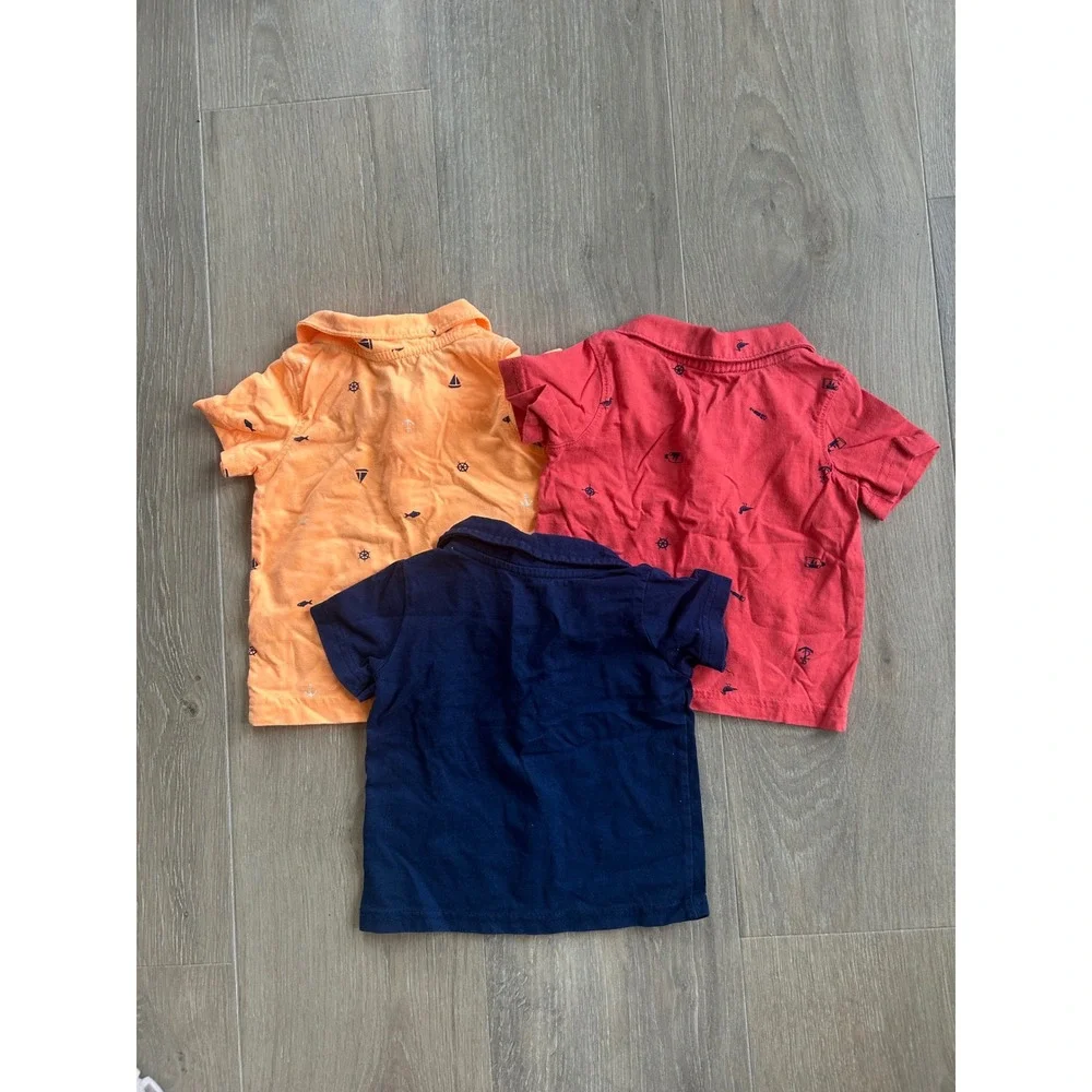 Carters Baby Boy Bundle of 3 Polo Shirts Size 6-9 Months Nautical Alligator Set